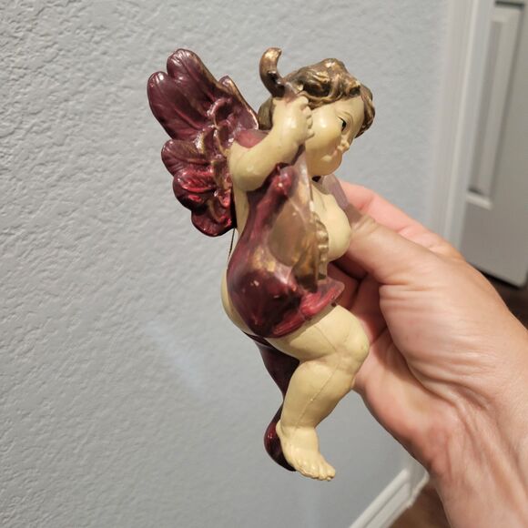 Vintage Cherub  6" Italy Putti Fontanini Style Ornament Molded Plastic Mandolin - Picture 4 of 11